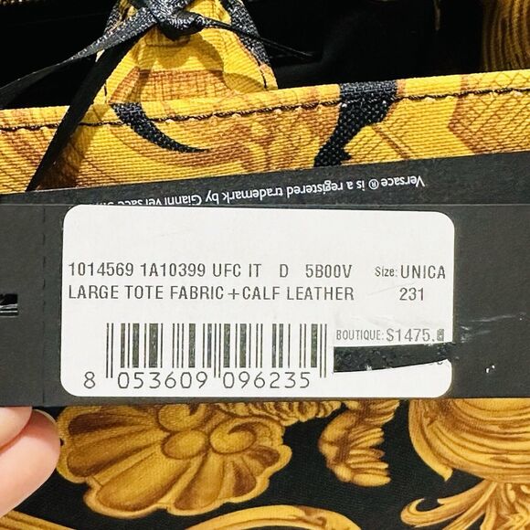 Versace Medusa Black Gold Canvas Large Tote Greca Strap Bag NWT $1,475 - Picture 10 of 10